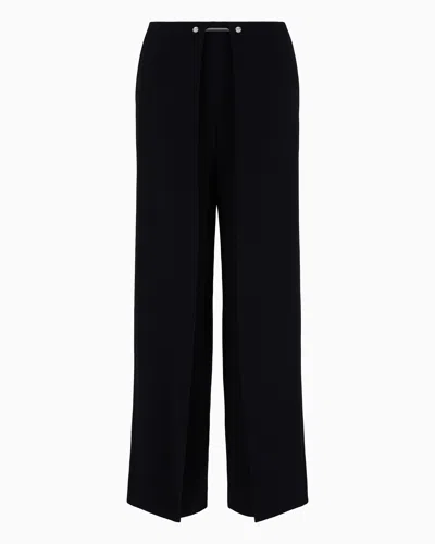 Emporio Armani Official Store Envers Satin Trousers With A Piercing-style Closure In Black
