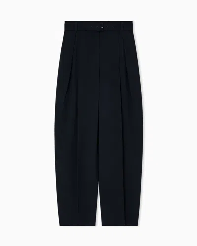 Emporio Armani Envers Satin Trousers With Pleats And Belt In Black