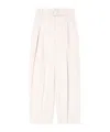 Emporio Armani Envers Satin Trousers With Pleats And Belt In White