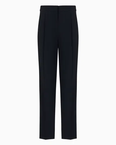 Emporio Armani Envers-satin Trousers With Pleats In Black