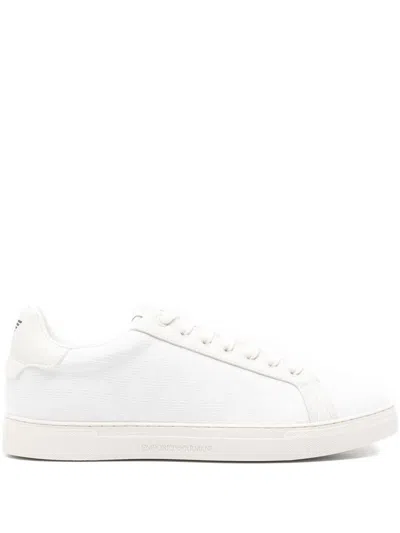 Emporio Armani Exclusive Allover Logo Sneakers In White