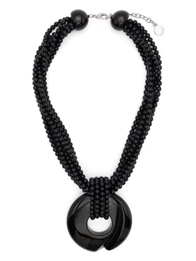 Emporio Armani Exclusive Beaded Necklace In Black
