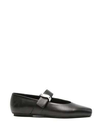 Emporio Armani Exclusive Leather Ballet Flats In Black
