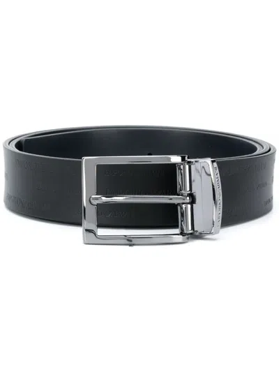 Emporio Armani Exclusive Leather Belt In Black