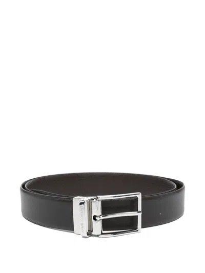 Emporio Armani Exclusive Leather Belt In Black
