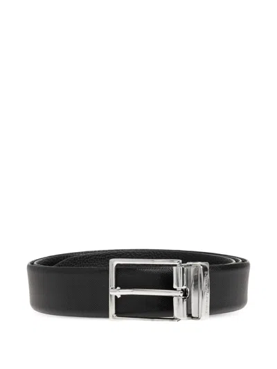 Emporio Armani Exclusive Leather Belt In Black