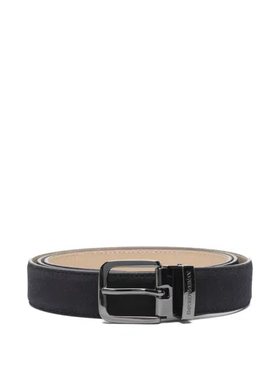 Emporio Armani Exclusive Leather Belt In Blue