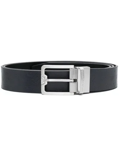 Emporio Armani Exclusive Leather Belt In Blue