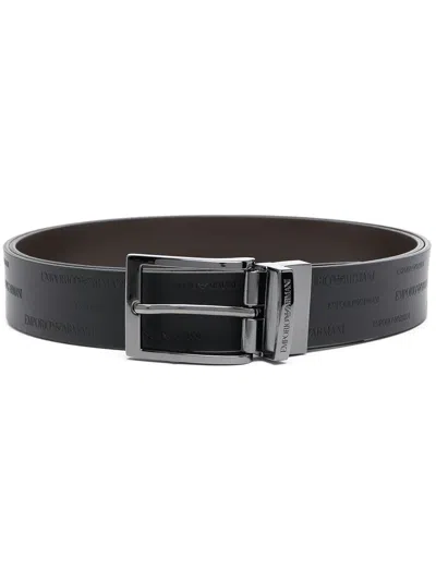 Emporio Armani Exclusive Leather Belt In Black