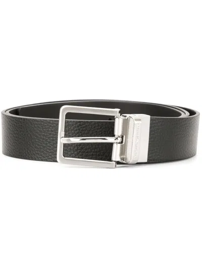 Emporio Armani Exclusive Leather Belt In Blue