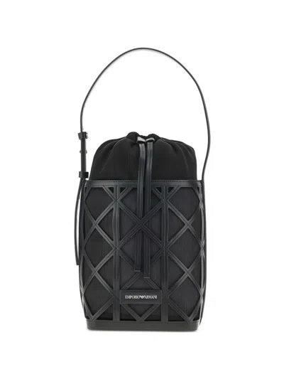 Emporio Armani Exclusive Leather Bucket Bag In Black