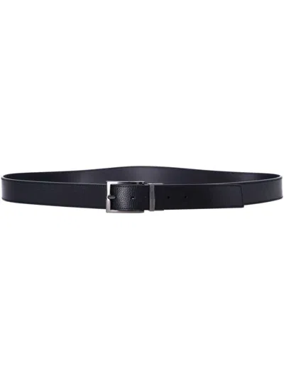 Emporio Armani Exclusive Leather Reversible Belt In Black