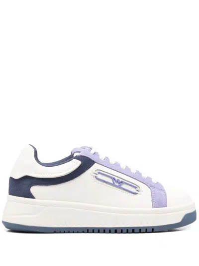 Emporio Armani Exclusive Leather Sneakers In Purple