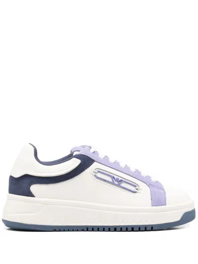 Emporio Armani Exclusive Leather Sneakers In Purple