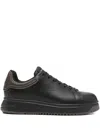 Emporio Armani Exclusive Leather Sneakers In Multi
