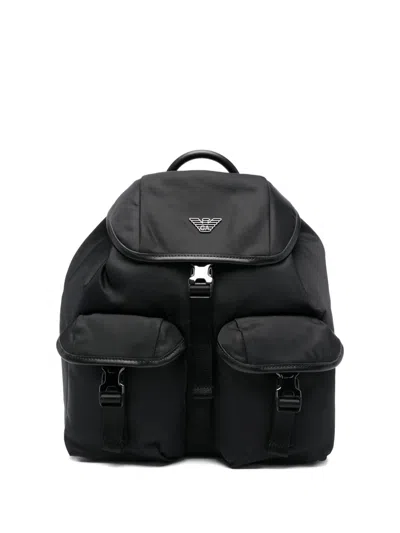 Emporio Armani Exclusive Nylon Backpack In Black