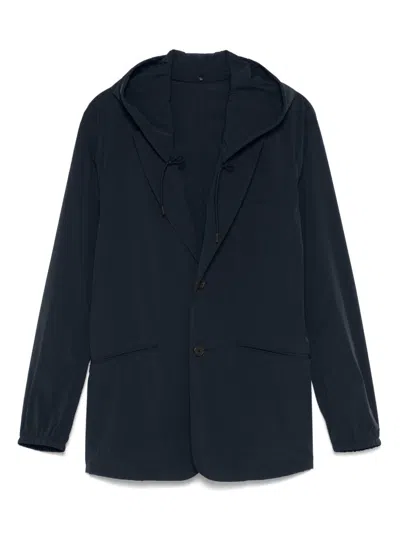 Emporio Armani Exclusive Nylon Hooded Blazer Jacket In Green