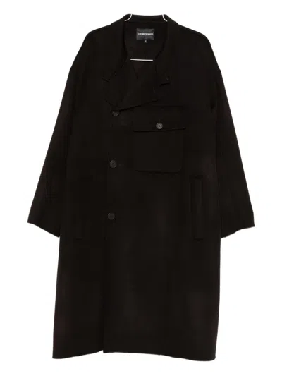 Emporio Armani Exclusive Wool Trench Coat In Brown