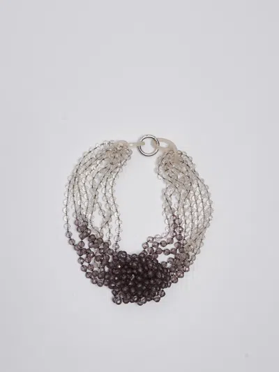 Emporio Armani Fabric Necklace In Beige-grigio