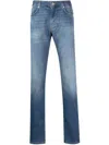 Emporio Armani Faded-effect Straight-leg Jeans In Blue