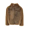 Emporio Armani Faux Fur Blouson Jacket In Brown