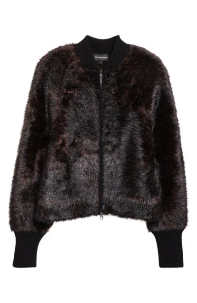 Emporio Armani Faux Fur Jacket In Brown