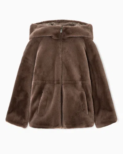 Emporio Armani Faux-fur Reversible Blouson With Hood And Drawstring