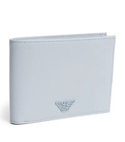 Emporio Armani Faux Leather Bifold Wallet In Gray