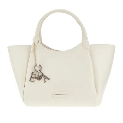 Emporio Armani Faux Leather Shopping Bag In White