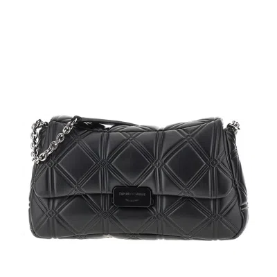 Emporio Armani Faux Nappa Leather Large Crossbody Bag In Black