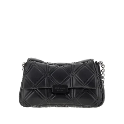 Emporio Armani Faux Nappa Leather Medium Crossbody Bag In Black