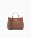 Emporio Armani Faux Suede Small Myea Shopper Bag In Neutral