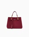 Emporio Armani Faux Suede Small Myea Shopper Bag In Red