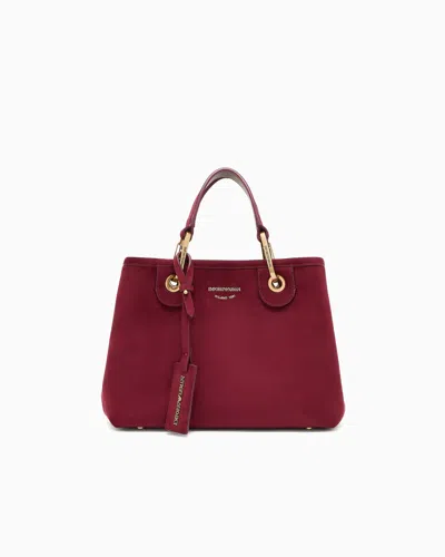 Emporio Armani Faux Suede Small Myea Shopper Bag In Red