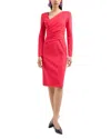 Emporio Armani Ruched Faux-wrap Jersey Dress In Meteor Red