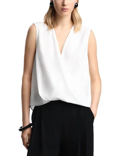 Emporio Armani Ruched Sleeveless Wrap Top In White
