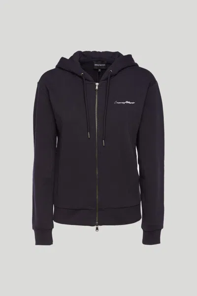 Emporio Armani Felpa Con Cappuccio Navy In Black
