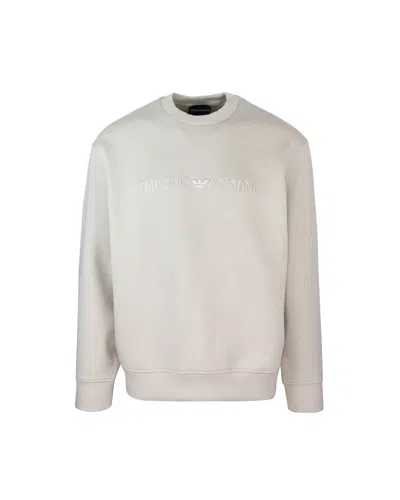 EMPORIO ARMANI SWEATSHIRT WITH ECRU LOGO