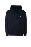 Emporio Armani Hooded Sweater With Front Pockets And Ribbed Cuffs In Blunavy