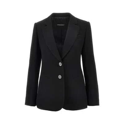 Emporio Armani Fer Fabric Single-breasted Jacket In Black