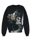 Emporio Armani Fig-print Crew-neck Sweatshirt In Black