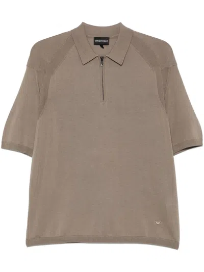 Emporio Armani Fine-knit Polo Shirt In Green