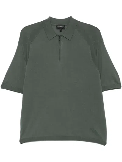 Emporio Armani Fine-knit Polo Shirt In Green