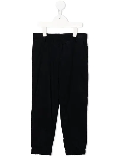 Emporio Armani Kids' Fine-ribbed Straight-leg Trousers In Blue