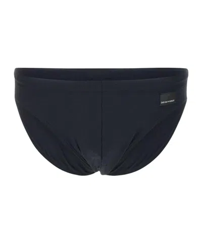 Emporio Armani Fine-ribbed Swim Briefs In Black