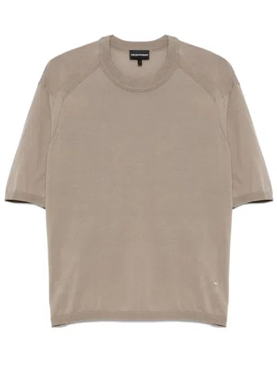 Emporio Armani Fine-ribbed T-shirt In Green