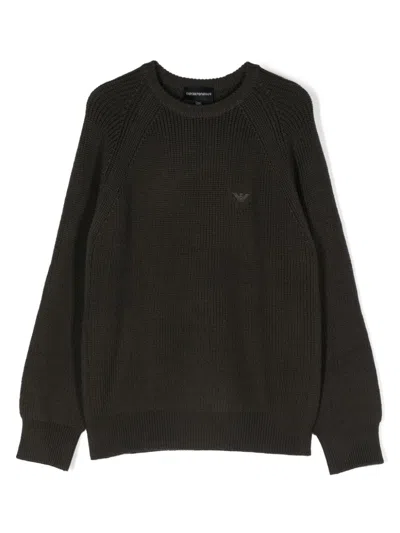 Emporio Armani Kids' Fisherman's-knit Sweater In Green