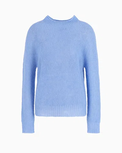 Emporio Armani Fisherman's-rib Mohair-wool Blend Jumper In Light Blue