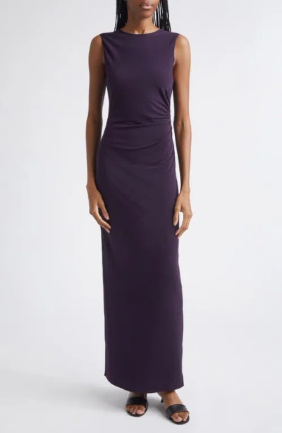Emporio Armani Fitted Jersey Maxi Dress In Purple