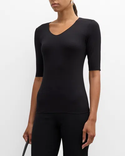 Emporio Armani Fitted Jersey Top In Black